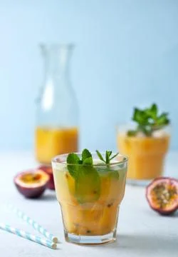 Juice with passion fruit Stock Photos