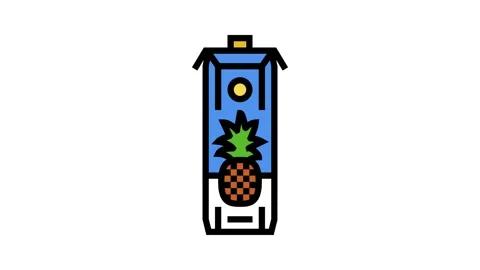Juice pineapple color icon animation Stock Footage 224900898