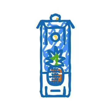 Juice pineapple icon doodle illustration Stock Illustration