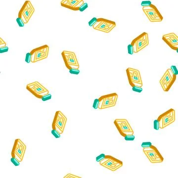 Juice pineapple isometric icon seamless pattern Stock Illustration