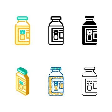 Juice pineapple range color icon vector 스톡 일러스트