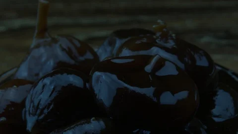 Juice is poured on fig jam 스톡 동영상 87646660