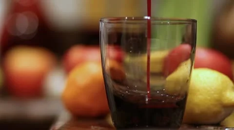 Juice Pouring into Glass Stock Footage 8919066