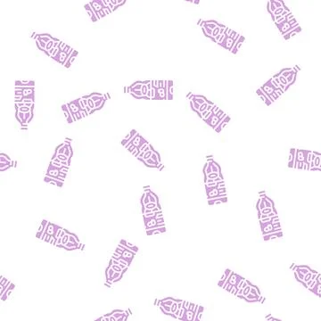 Juice raspberry fruit berry glyph seamless pattern Stock Illustration