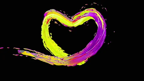 Juice splash forming shape of Heart, Happy Valentine's Day ink Splash Stock Footage 85474322