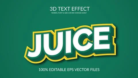 Juice vector customize 3d text effect illustration design. Stock Illustration