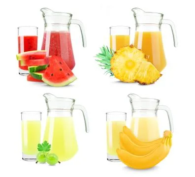 Juices collage Stock Photos