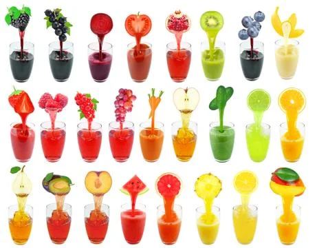 Juices collage Stock Photos