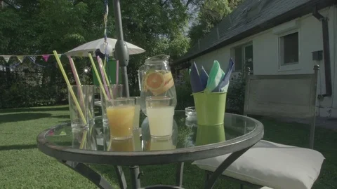 Juices on table Stock Footage 77048814