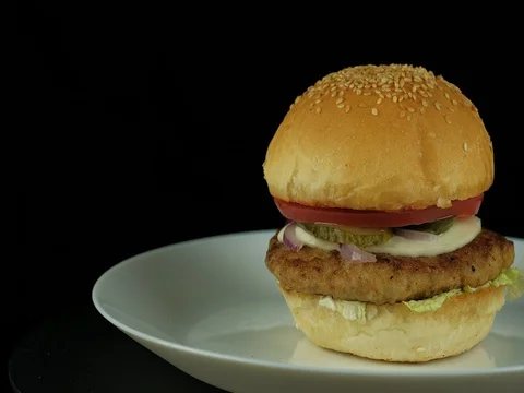 Juicy american burger Stock Footage 80243604