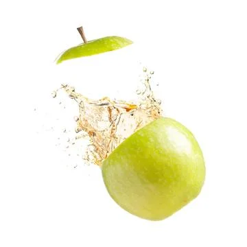 Juicy apple juicy apple is exploding, cut out from white background Copyri... Foto stock