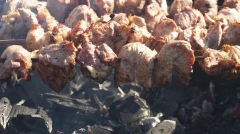 Juicy bbq chicken is grilling Stock Footage 66347604
