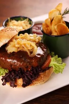Juicy beef burger Stock Photos