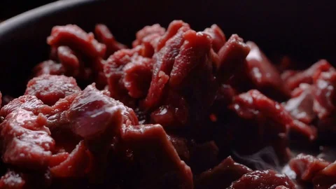 Juicy Bloody Meat Cooked Stock Footage