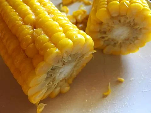 Juicy boiled corn Stock Photos