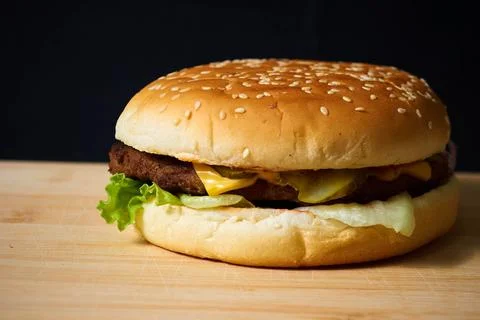 Juicy burger with beef cutlets Stock Photos