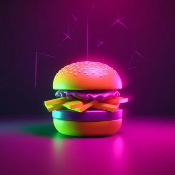 Juicy burger illustration on abstract background. Stock Illustration