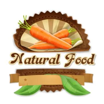Juicy carrot, vector label design Stock Illustration