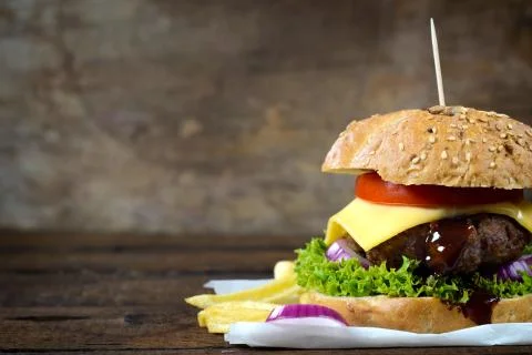 Juicy cheeseburger Stock Photos