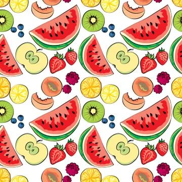 Juicy colorful fruit vector pattern,can be used as banner Stock Illustration