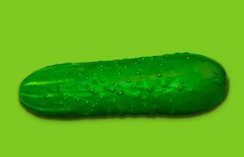 Juicy cucumber on a green background Stock Photos