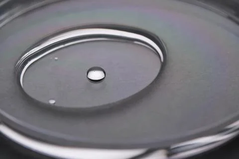 A juicy drop of gel on a grey background. Stock Photos