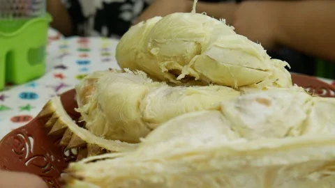 Juicy Durian fruit presented in a circle movement Stock Footage 273436956