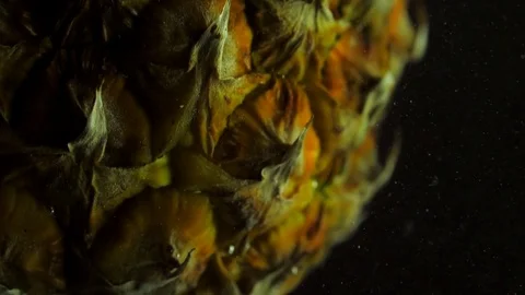 Juicy fresh big pineapple dropped into transparent water with explosive stunning Video stock 81876517