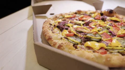 Juicy fresh pizza Video stock 136465389