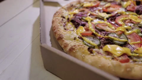 Juicy fresh pizza Video stock 136465975