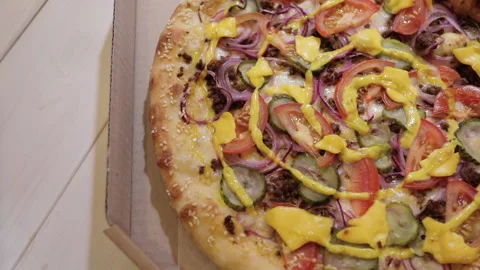 Juicy fresh pizza Video stock 136466161