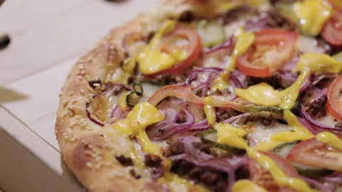 Juicy fresh pizza Stock Footage 136466557