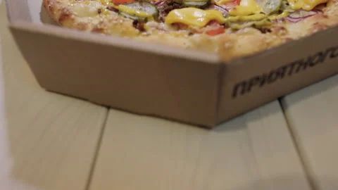 Juicy fresh pizza Video stock 136466867