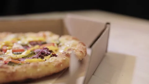 Juicy fresh pizza Video stock 136467435