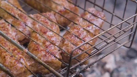 Juicy fried cutlets made on the grill. Stock Footage 199589372