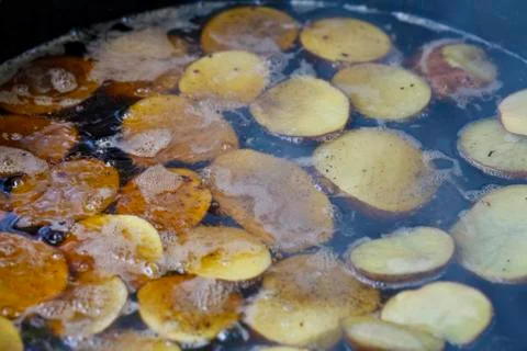 Juicy fried potatoes Stock Photos