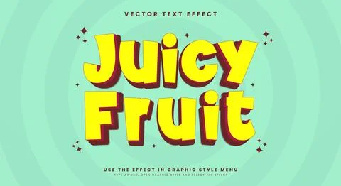 Juicy Fruit 3d editable text effect Stock Illustration