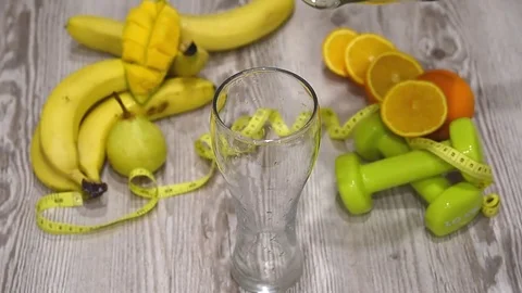 Juicy fruit cocktail Stock Footage 74359365