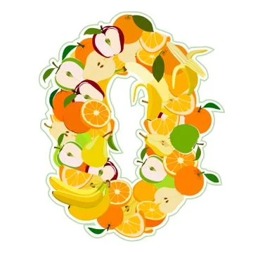 Juicy fruit in the form of number 0 Stockillustratie