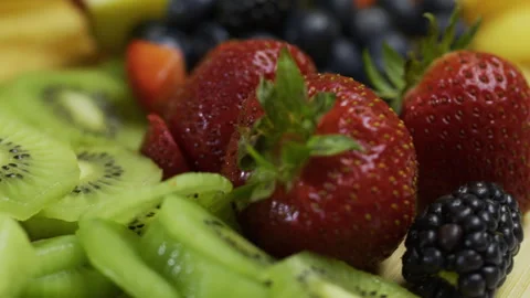 Juicy fruit gathered together - extra closeup panning shot Vídeo Stock 341227181