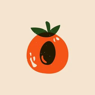 Juicy fruit sketch risograph. Abstract natural peach apricot nectarine slice Stock Illustration