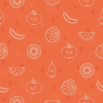 Juicy fruits, seamless pattern Stock Illustration