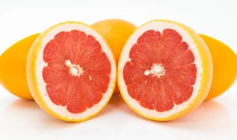 Juicy Grapefruit on white background Stock Photos