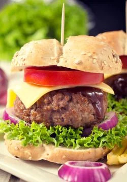 Juicy hamburger Stock Photos