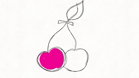 Juicy Hand-Drawn Cherries Animation | Bright Summer Fruit Loop Vídeos de archivo 334577171