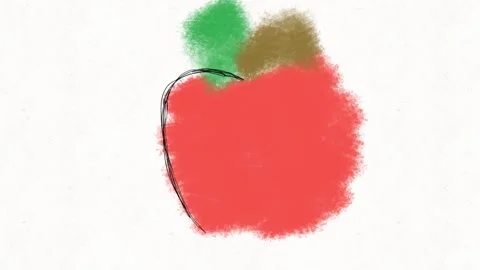 Juicy Hand-Drawn Red Apple Animation | Bright Fresh Fruit Loop Vídeos de archivo 334577198