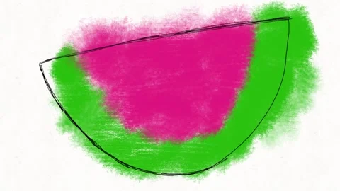 Juicy Hand-Drawn Watermelon Animation | Bright Summer Fruit Loop Stock Footage 334577207