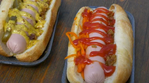 Juicy hot dogs. Stock Footage 201079991