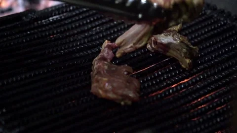 Juicy lamb ribs, grilled Video stock 145653272