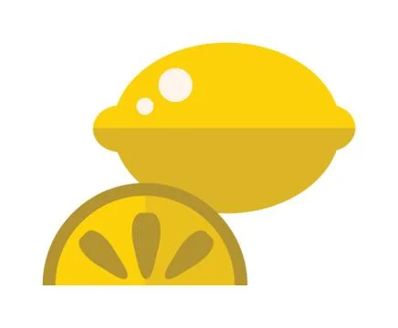 Juicy lemon fruit with slice cartoon flat vector illustration Illustrazione stock